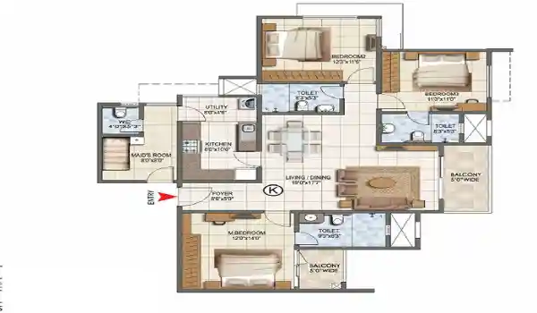 Urbanrise Whispers of Sky Apartment 3 BHK Grand Floor Plan by Urbanrise Group located at Sholinganallur, Chennai Tamil Nadu