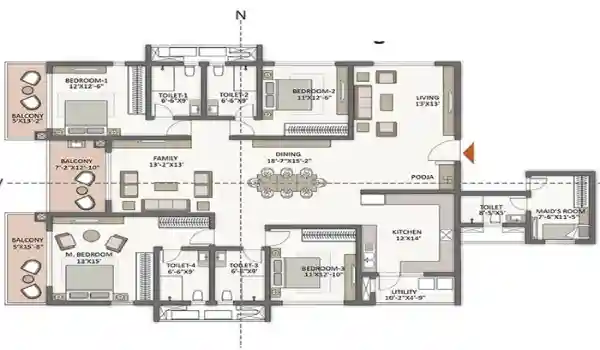 Urbanrise Whispers of Sky Apartment 4 BHK Floor Plan by Urbanrise Group located at Sholinganallur, Chennai Tamil Nadu